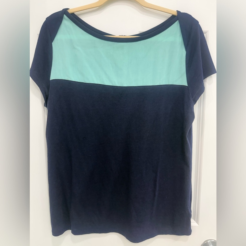 Women's Navy and Teal Colorblock Top
